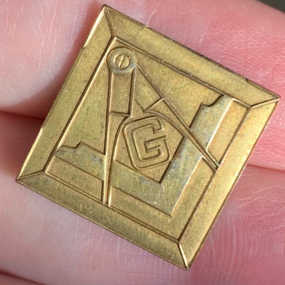 Masonic Cufflinks by Avedon Brass Vintage Rare Patent#2920363 Pivot features